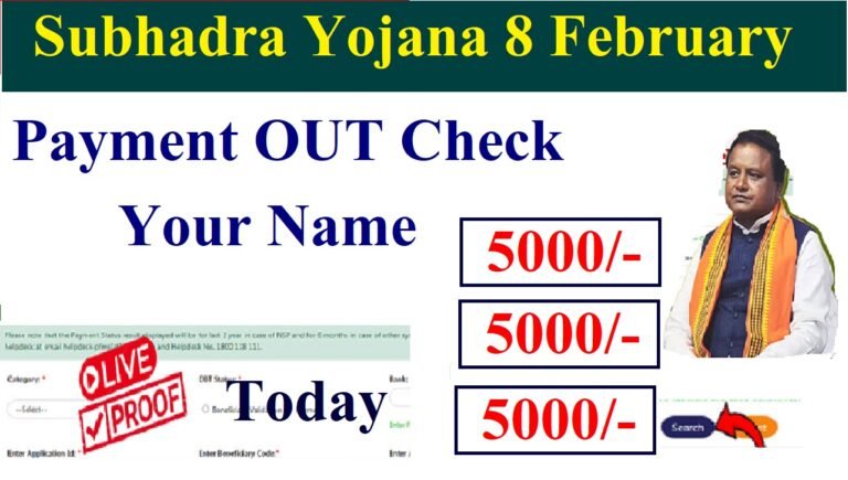 Subhadra Yojana 8 February 2025 Payment List OUT Check Your Name